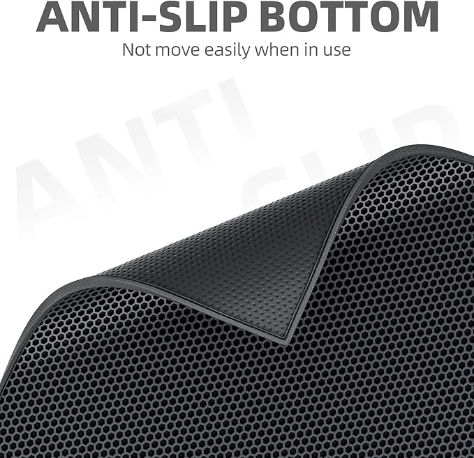 ESTHELLO Cat Litter Mat, Cat Litter Trapping Mat, Honeycomb Double Layer Design, Easy to Clean,Washable (24’ ’ x 15’ ’ Black
