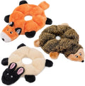 ZippyPaws Loopy - No Stuffing Dog Toys to Keep Them Busy, for Small, Medium, & Large Dogs, Squeaky Pet Toys for Boredom, Unstuffed Chew Toy, Plush Puppy Products, Sheep, Hedgehog, & Fox - 3 Pack, 10"