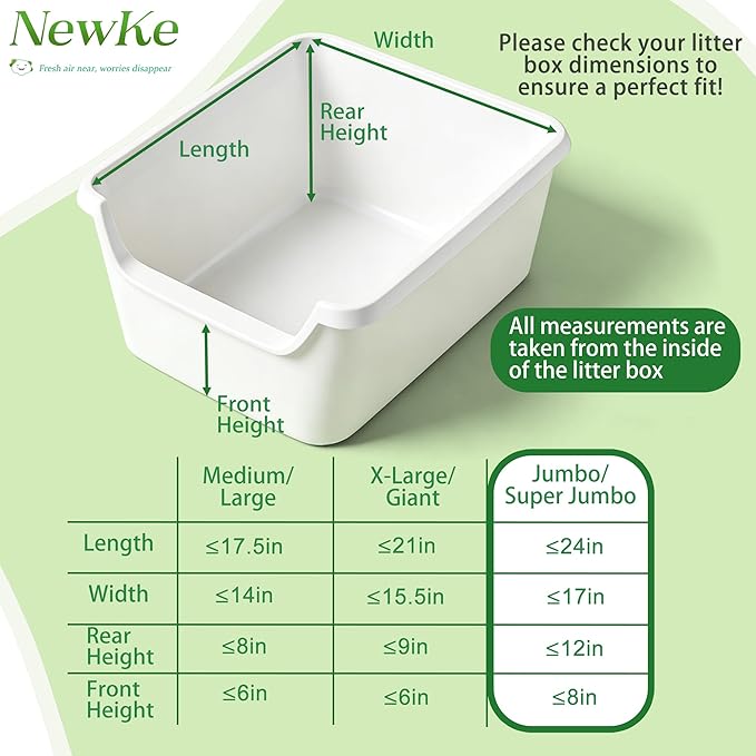 NewKe 25 Pack Elastic Cat Litter Box Liners for Catit Jumbo Hooded Cat Litter Pan and for Arm & Hammer Rimmed Cat Litter Box, Tear-Resistant & Waterproof Kitty Litter Liners, 2 MIL 30 lb Capacity