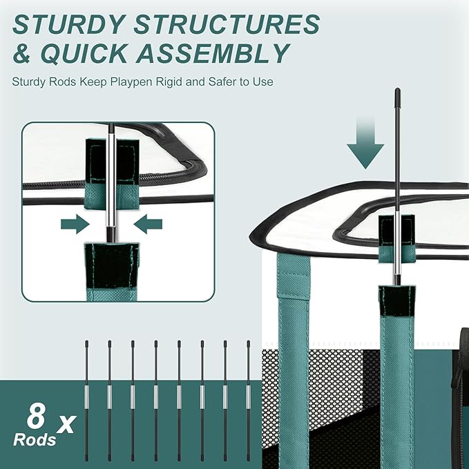 Dog Playpen - Foldable Cat Play Pens for Pubby,Kitten, Rabbit,Portable Pet Tent with Carring Bag for Indoor/Outdoor Travel Camping (Blue-Medium)