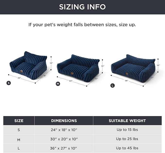Bedsure ComfyFleece Cute Cat Couch for Pets - Fluffy Cat Sofa with Premium Soft Corduroy Fleece, Fuzzy Pet Couch Bed with Washable Cover, Supportive Pet Chair for Indoor Cats, 24inch, Night Blue