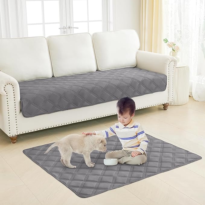 Smiry Waterproof Dog Bed Cover Blanket 40x50, Soft Reversible Pet Blanket, Washable Leakproof Cats Dogs Couch Cover for Sofa, Couch, Furniture, Grey/Dark Grey