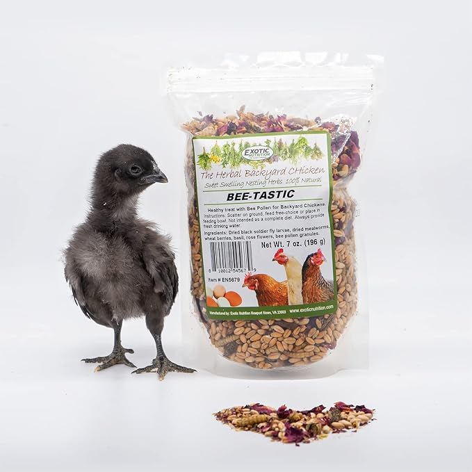 Exotic Nutrition Bee-Tastic - Healthy All-Natural Chicken Treat - Dried Insects, Flowers, Herbs Wheat Berries & Bee Pollen - Promotes Healthy Chickens & Eggs (7 oz)