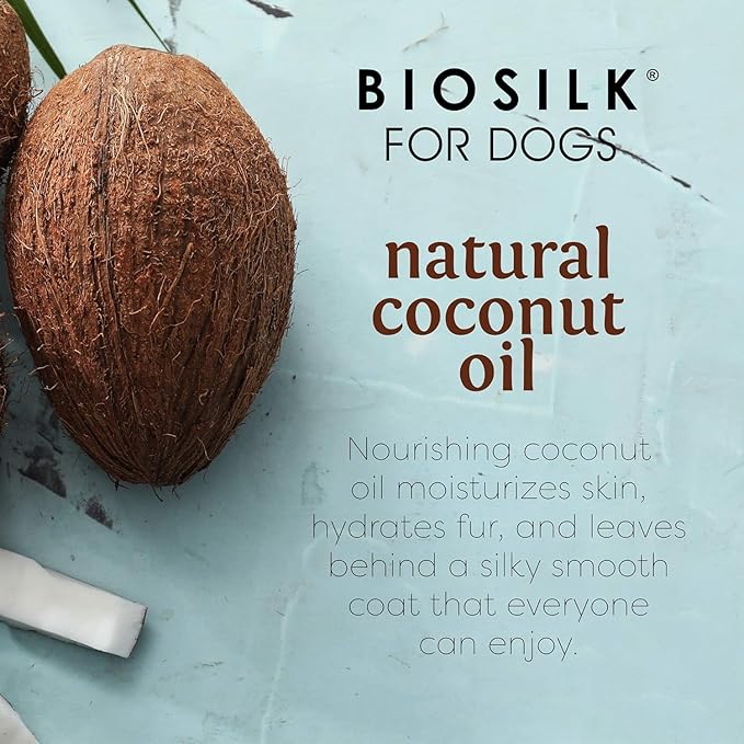 BioSilk for Dogs Silk Therapy Dog Shampoo with Natural Coconut Oil, Sulfate and Paraben Free Natural Shampoo for Dogs, Made in the USA, 12 Fl Oz - 2 Pack