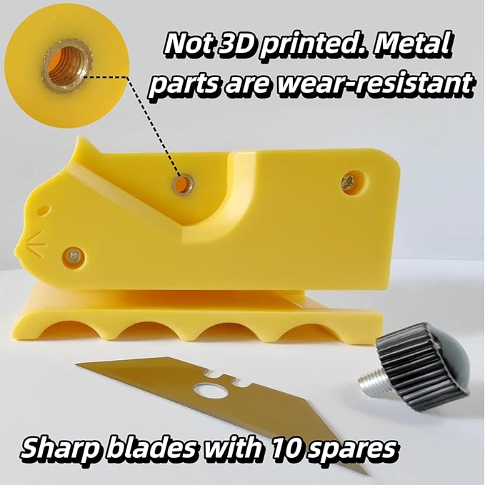 Cardboard Cutter for Cat Scratchers,Includes 10 Blades,3m nylon reusable strap,Non 3D Printed,DIY Cat Scratchers Cardboard Strip Tool,,Cardboard Cutting Machine for Cat Lovers (Yellow, Non-3D Printed)