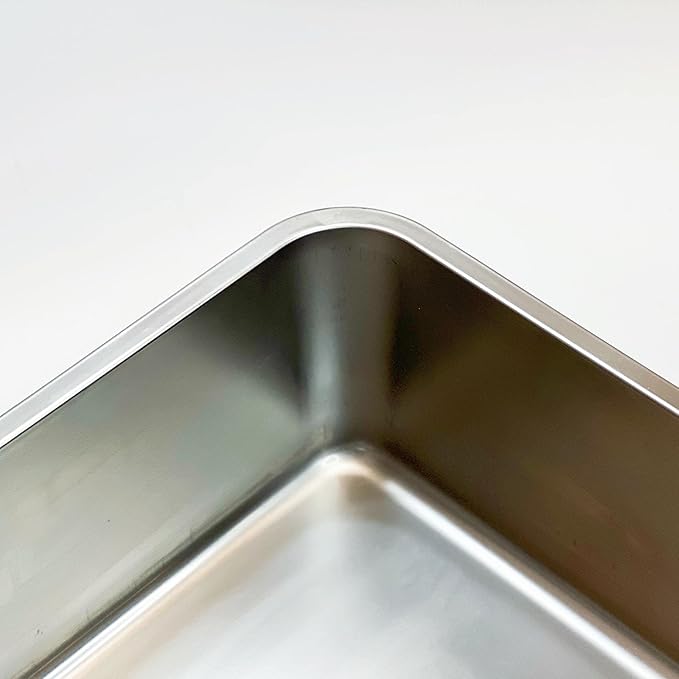 KUNWU Stainless Steel Pet Litter Box 20"x14"x2.75" for Cat, Dog & Rabbit, Corrosion Resistant Easy Clean Durable Pan (L (20"x14"), 2.75" Deep)