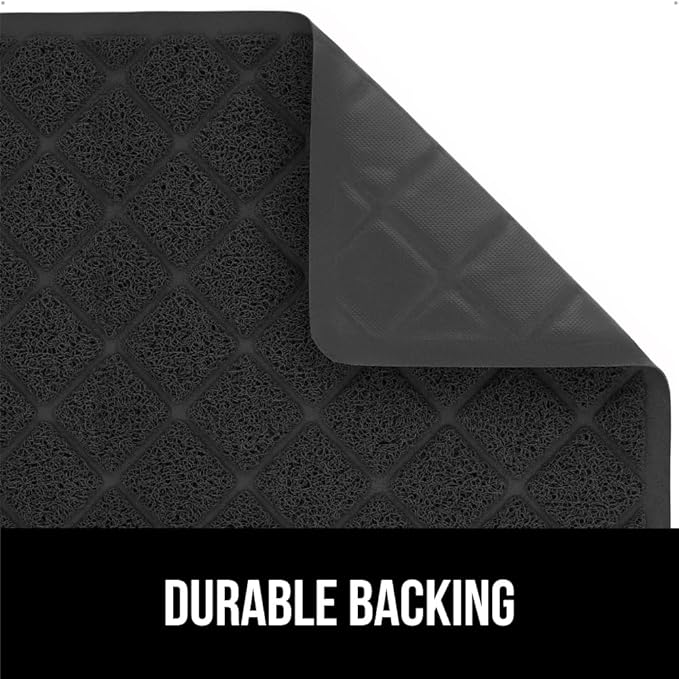 GORILLA GRIP Cat Litter Box Mat, Water Resistant, US Designed Kitty Litter Trapping Mats, Easy to Clean, Scatter Control, Less Mess and Clean Floors, Kitten Supplies for Indoor Cats, 17x11 Black
