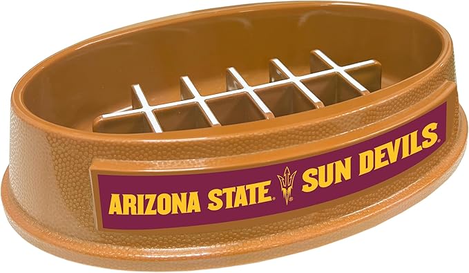 NCAA Super-Bowl - Arizona State Sun Devils Slow Feeder Dog Bowl. Football Design Slow Feeding Cat Bowl for Healthy Digestion. Non-Slip Pet Bowl for Large & Small Dogs & Cats