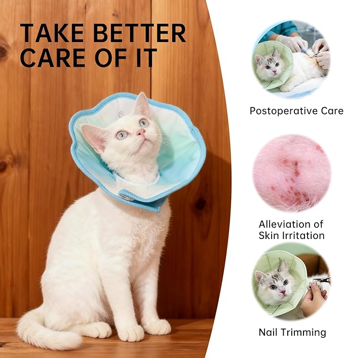 Touchdog Soft Cat Cone Collar, Waterproof Recovery Collar for Cats After Surgery, Lightweight Elizabethan Collar for Kittens, Small to Large
