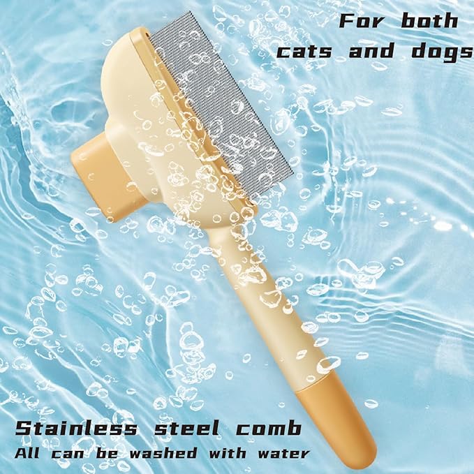 Flea Comb for Cats & Dogs - Dual-Sided Pet Hair Removal Comb with Long/Short Stainless Steel Teeth - Effective Deshedding Brush for Shedding Control & Grooming