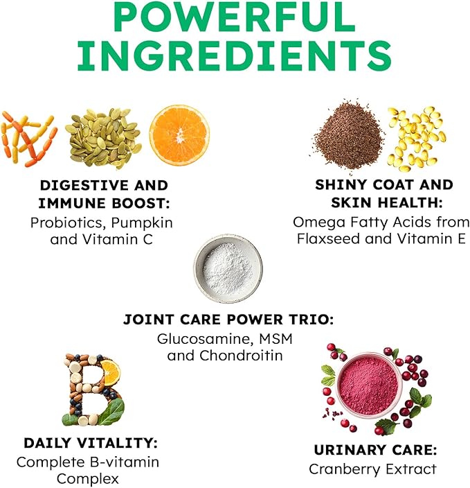 Dog Vitamins and Supplements - 150 Dog Multivitamin Chewable - Immune, Joint Support, Skin, Gut Health + Packed with Omega 3s, Glucosamine & Probiotics - Safe for Puppy - Chicken