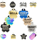 Engraved Dog Tags Personalized - Stainless Steel Engraved Dog Cat ID Tags Front & Back up to 8 Lines of Text Color Plating Gold, Rose Gold, Blue, Black, Nebula Flower Small