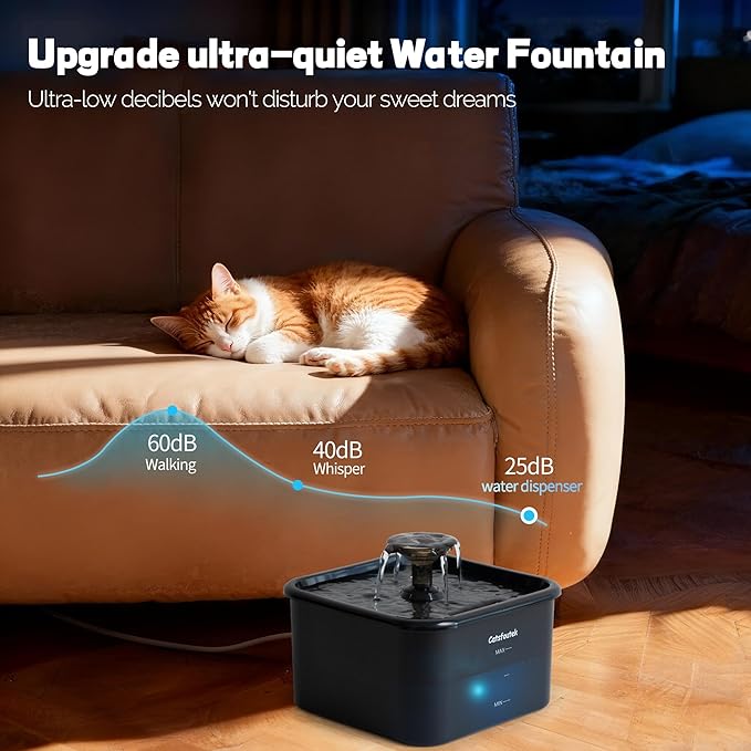 Pet Water Fountain, 74oz/2.2L Catsfoutek Water Fountain Cat for Drinking - Pet Fountain for Cats Inside - Quiet Automatic Cat Water Dispenser - Kitty Drinking Fountains - for Pets& Small Animals