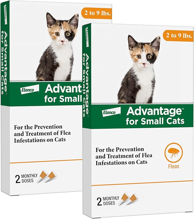 Advantage Topical Cat Flea Treatment and Prevention for Small Cats 2-9 lbs. | Apply Flea Drops Monthly | 4 Treatments (Pack of 2)