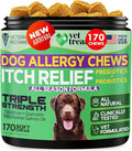 Dog Allergy Relief Chews - 170 Dog Allergy Chews - Itch Relief for Dogs - Anti Itch for Dogs - Dry & Itchy Skin - Allergies & Immune Support Supplement, Omega 3 Fish Oil, Colostrum - USA