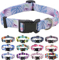 Dog Collar with Bohemia Floral Tribal Geometric Patterns - Soft Ethnic Style Collar Adjustable for Small Medium Large Dogs (Purple Flower,XS)
