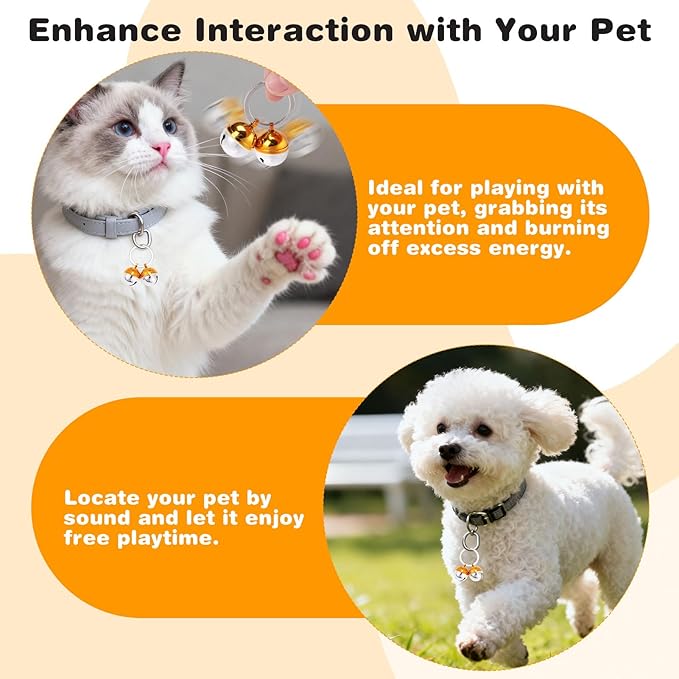 EXPAWLORER Pet Bells for Cat Collar - Extra Loud Dog Cat Collar Accessories Bells, Color Blocking Pet Jingle Ornament Training Pendant Neck Decoration, Tracker for Saving Birds, Silver 1 Pack