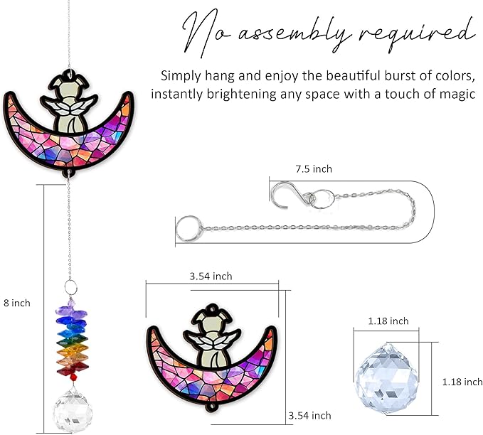 Pet Memorial Suncatcher - Dog & Rainbow Moon - Pets Loss Gift - Heartfelt Dog Suncatcher - Sympathy Paw Print Gifts - Remembrance Keepsake - Mother's Day for Dog Mom Dad