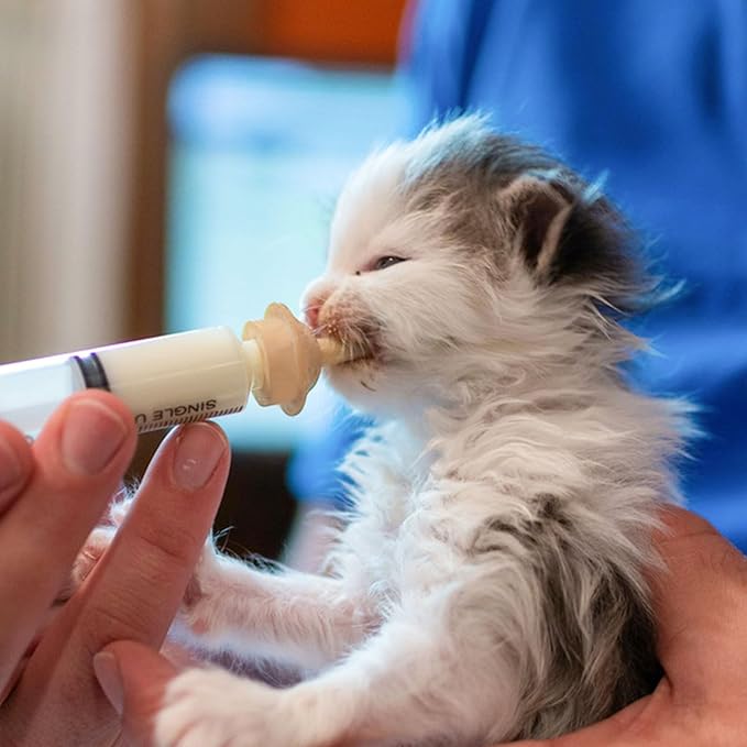 Pet Feeding Syringe with Nipple, Silicone Feeding Tools for Kitten Puppy Feeding Syringe for Newborn Cat Dog Small Animals Rabbits (10ml+30ml)