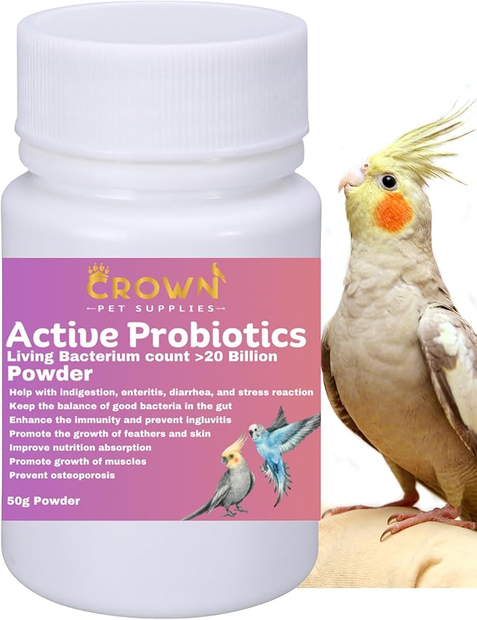 Avian Probiotic Powder – 20 Billion CFU with Beneficial Bacteria – Supports Gut Health, Digestive Balance, Nutrient Absorption, Endurance & Feather Growth for All Types of Birds 50g