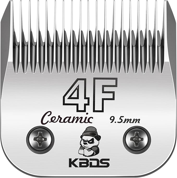 KBDS Detachable Ceramic Pet Clipper Blades,Compatible with Most Andis,Oster,Wahl A5 Clippers,Made of Ceramic Blade Cutter and Carbon Steel Blade,3/8'' Inch 9.5mm Cut Length, 4F Blade