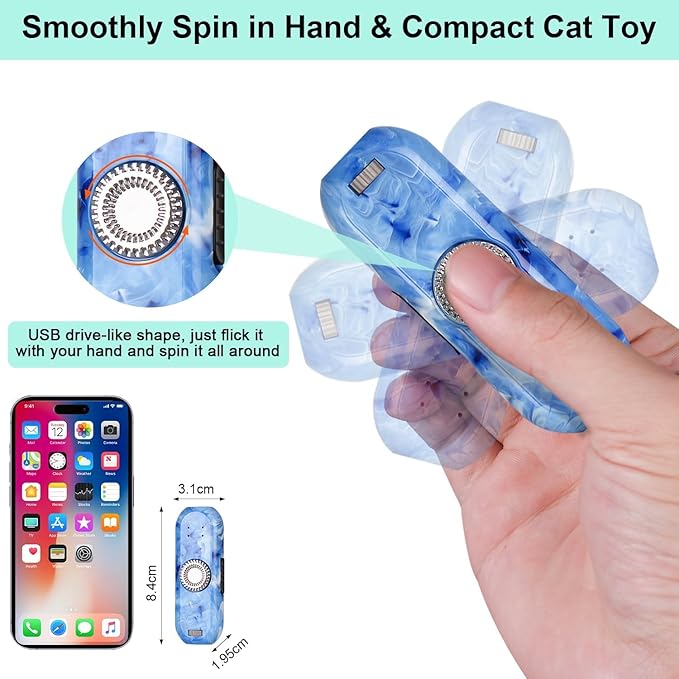 TBTeek Cat Toy, Finger Rotatable, 3 Modes, 5 Fun Patterns, Rechargeable, Portable Dog Kitten Cat Toy for Indoor Cats Chasing and Exercise