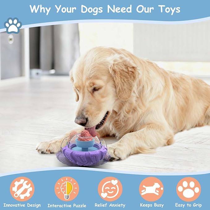 Interactive Dog Toy, Feeder Toy with Adjustable Treat Dispensing & DIY Frozen Treats, Dog Enrichment Toys to Keep Them Busy and Mental Stimulation