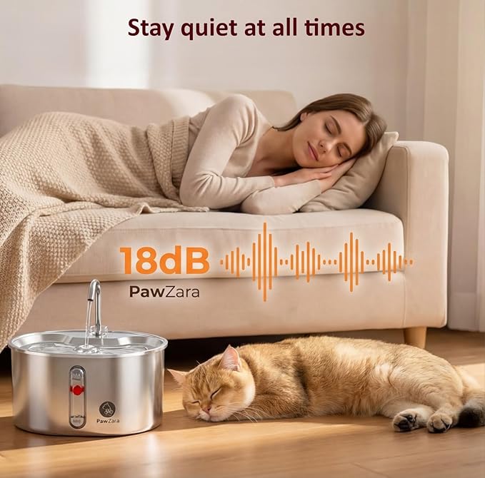 Cat Fountain 3.2L Large Capacity, Ultra Quiet 18dB Water Dispenser, Enabled Multi-Stage Filtration, Includes 4 Extra Filters