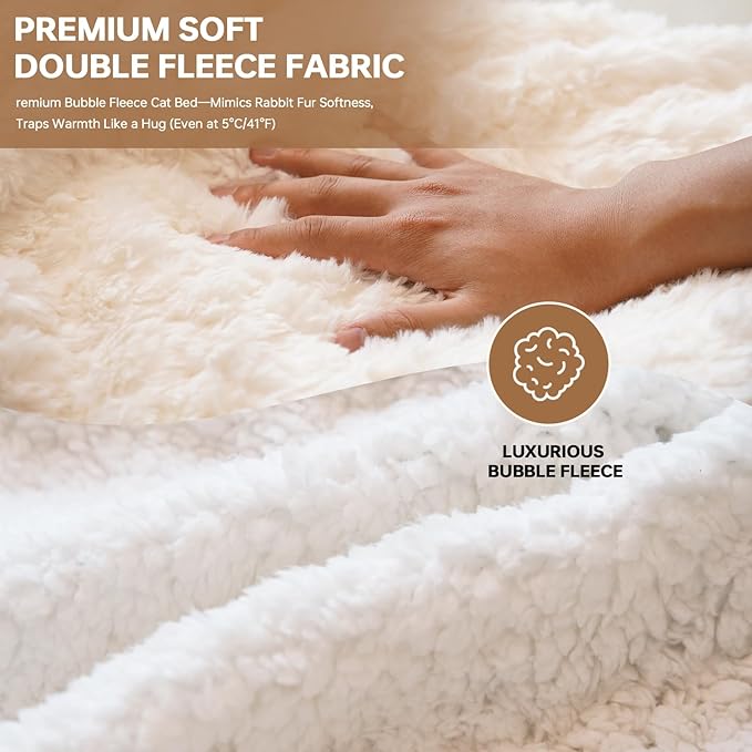 Cat Sleeping Bag 4 in 1 Cute Self Warming Cat Bed Cave with Plush Portable Snuggle Sack/Hideway for Indoor Cats & Small Pets White 21×17 Inch