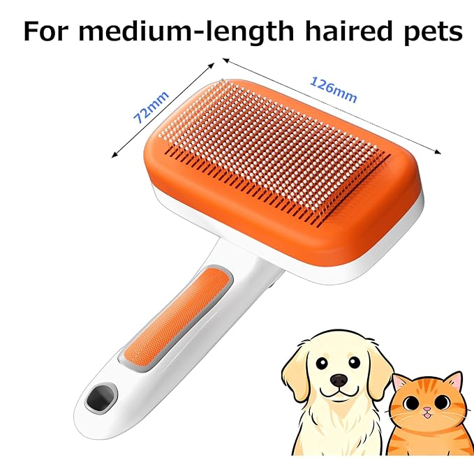 Self Cleaning Slicker Brush for Dogs Cats Deshedding Grooming Tool, Skin Friendly, Remove Loose fur Petfor Shedding Hair, Glides Naturally without Pulling