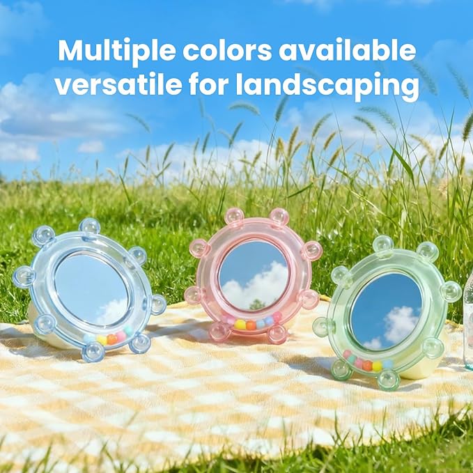 Bird Mirror Toys for Cage,Parakeet Rotating Sound Wheel Toy,Budgie Training Colorful Interactive Chew Toys for Canaries Lovebirds Conures Cockatiels cage Accessories (1, Blue)