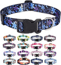 Dog Collar with Bohemia Floral Tribal Geometric Patterns - Soft Ethnic Style Collar Adjustable for Small Medium Large Dogs(Floral Blue,L)