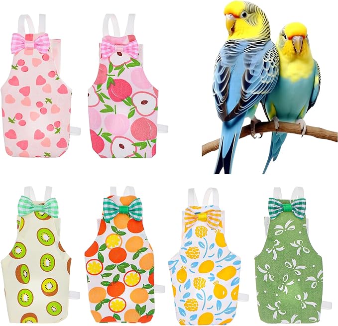 6Pcs Bird Diaper - Cute Parrot Pants with Waterproof, Reusable Pet Bird Diapers for Cockatiel Parakeet Mini Macaw Budgie Canary (M)