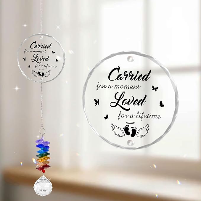 Glass Ornament Suncatcher - Sympathy Gift for Loss of Loved One - Heartfelt Comfort Ornaments - Mother's Day for Mom Dad - Miscarriage & Infant Loss Memorial Keepsake