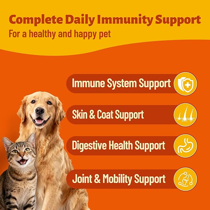 22-in-1 Dog Vitamins Powder All-in-One Multivitamin for Dogs & Cats, Colostrum, Taurine, Itch Relief, Immune Support, Digestive Support, Chicken Flavor Pet Vitamins and Supplements, 3.88oz