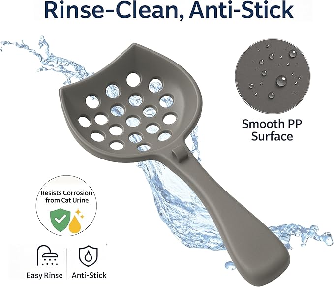Small cat Litter Scooper with Holder: Perfect for Small Spaces. cat Litter Scooper with Holder: Easy to Store Anywhere. cat Scooper for Litter Box - Pellet Litter Scoop (Dark Grey)
