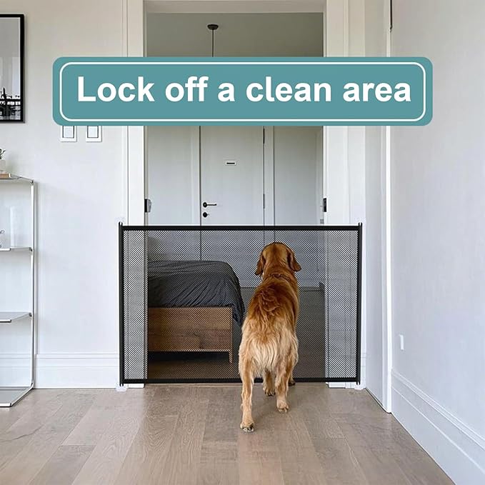 Pet Safety Gate - Adjustable Dogs Barrier, Portable Dog Cat Fence, Multifunctional Enclosure Net, Small Medium Doggy Kitten Divider | Home Living Room Bedroom Stairs Kitchen Hallway Yard Rooms Garage