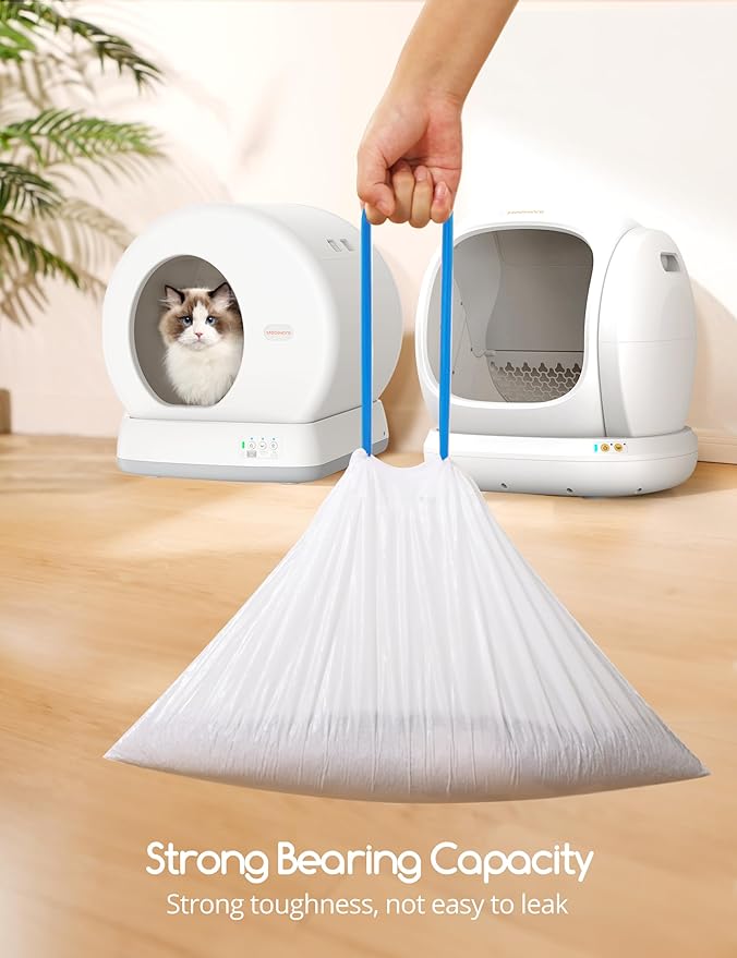 MeoWant Cat Litter Box Liners, Drawstring Receptacles Bags Thickened Waste Bag for MeoWant MW-SC01/SC02/SC09 Automatic Cat Litter Box, 20pcs