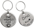 Artistic Handmade Hammered Collar Cat Dog ID Tags with Unique Handcrafted Design and Durable Stainless Steel, Personalized Deep Engraving with Your Own Text (Onepawfectdog)