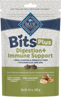 Blue Buffalo Blue Bits Plus Digestion and Immune Support Daily Benefit Dog Treats, Soft & Chewy Chicken and Pumpkin Morsels, 9.5-oz. Bag