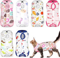 Kacctyen 6 Set Cat Recovery Suit After Surgery Female and Male Cat Kitten Surgery Suit E Collar Alternative Pajama Kitty Clothes for Spay Abdominal Skin Anti Licking(Animal,Large)