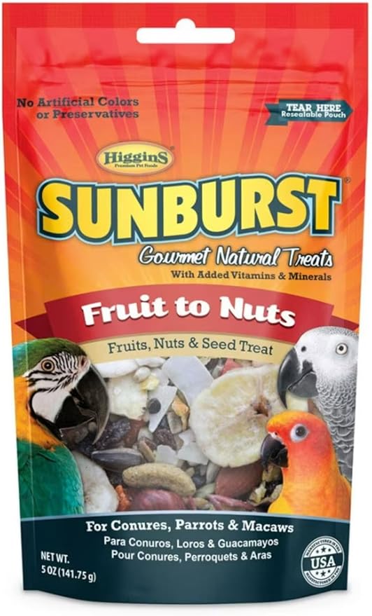 Higgins Sunburst Fruits To Nuts Gourmet Treats For Conures, Parrots & Macaws