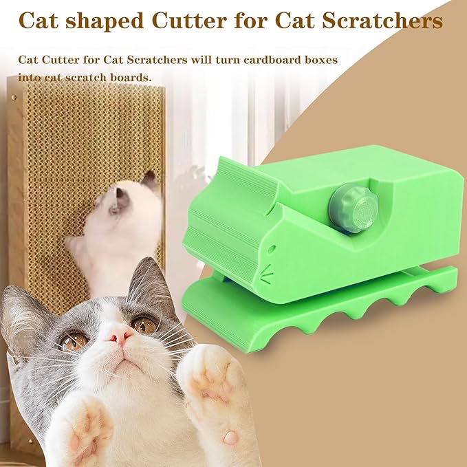 Cardboard Cutter for Cat Scratchers with 10pcs Blade,3D Printed Card Board Cutter Kids DIY Cat Scratchers Cardboard Strip Tool Machine for Cat Lovers (Green)