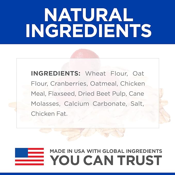 Hill's Natural Fruity Crunchy Snacks,All Life Stages,Great Taste,Dog Treats,Cranberries & Oatmeal,8 oz Bag,(Pack of 2)