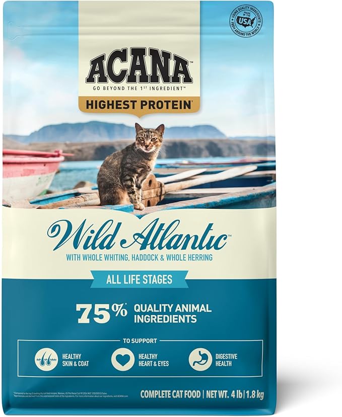 ACANA Grain-free Dry Cat Food, Wild Atlantic, Saltwater Fish with Freeze-Dried Liver, 4lb Bag