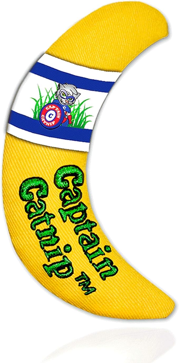 Captain Catnip Cat Banana Toy, Kitten Interactive Toy, Fun Playing Cat Toy, Filled with Organic Catnip for Indoor Cats