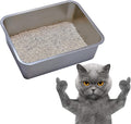 KUNWU Stainless Steel Pet Litter Box 18"x14"x6" for Cat, Dog & Rabbit, Corrosion Resistant Easy Clean No Residue Build Up Never Absorbs Odor Stains Rusts Durable Pan (M (18"x14"), 6" Deep)