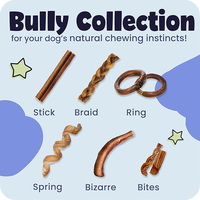 Pawstruck Natural 5" Braided Bully Sticks for Dogs - Long Lasting Rawhide Free Low Odor Single Ingredient Chew Treat for Aggressive Chewers - 1lb Bag