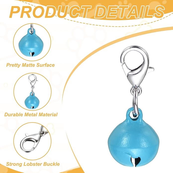 Cat Bell, Small Matte Pet Copper Bell Collars Charm with Lobster Buckle Loud Crisp Sound Anti-Lost Pendant Accessory