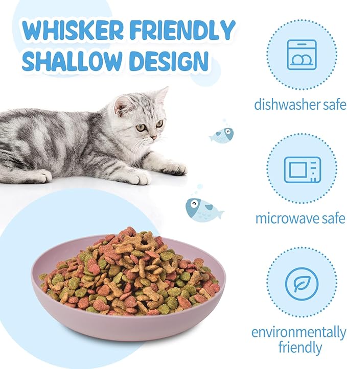 [16 Pack] Cat Dishes Whisker Friendly, Shallow Wide Pet Food and Water Bowl, Durable Wheat Straw Cat Bowls for Indoor Outdoor Cats